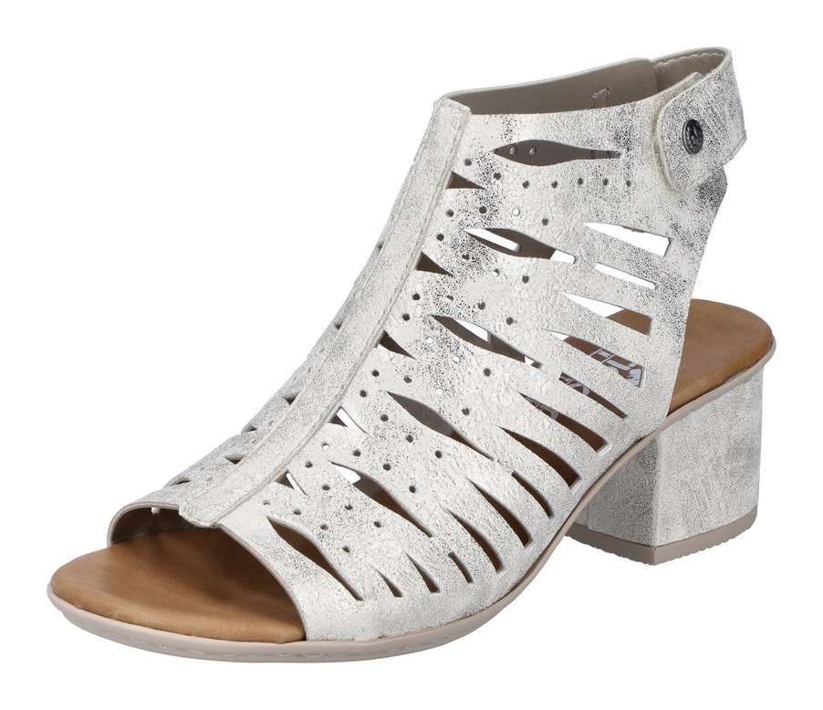 Sandalette, летняя обувь, босоножки, каблук-блок, с эффектом металлик.