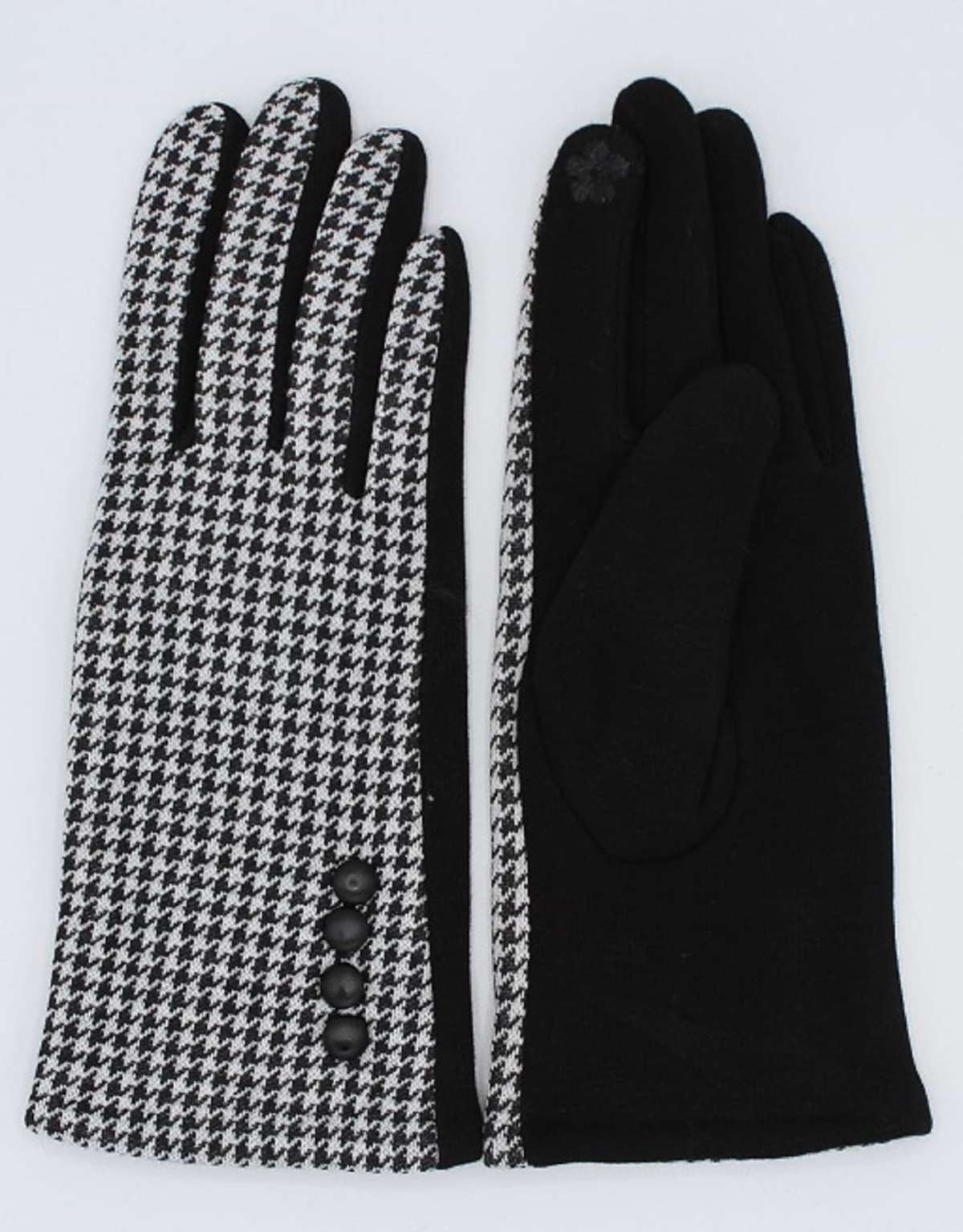 Кожаные перчатки с модным узором «гусиные лапки».