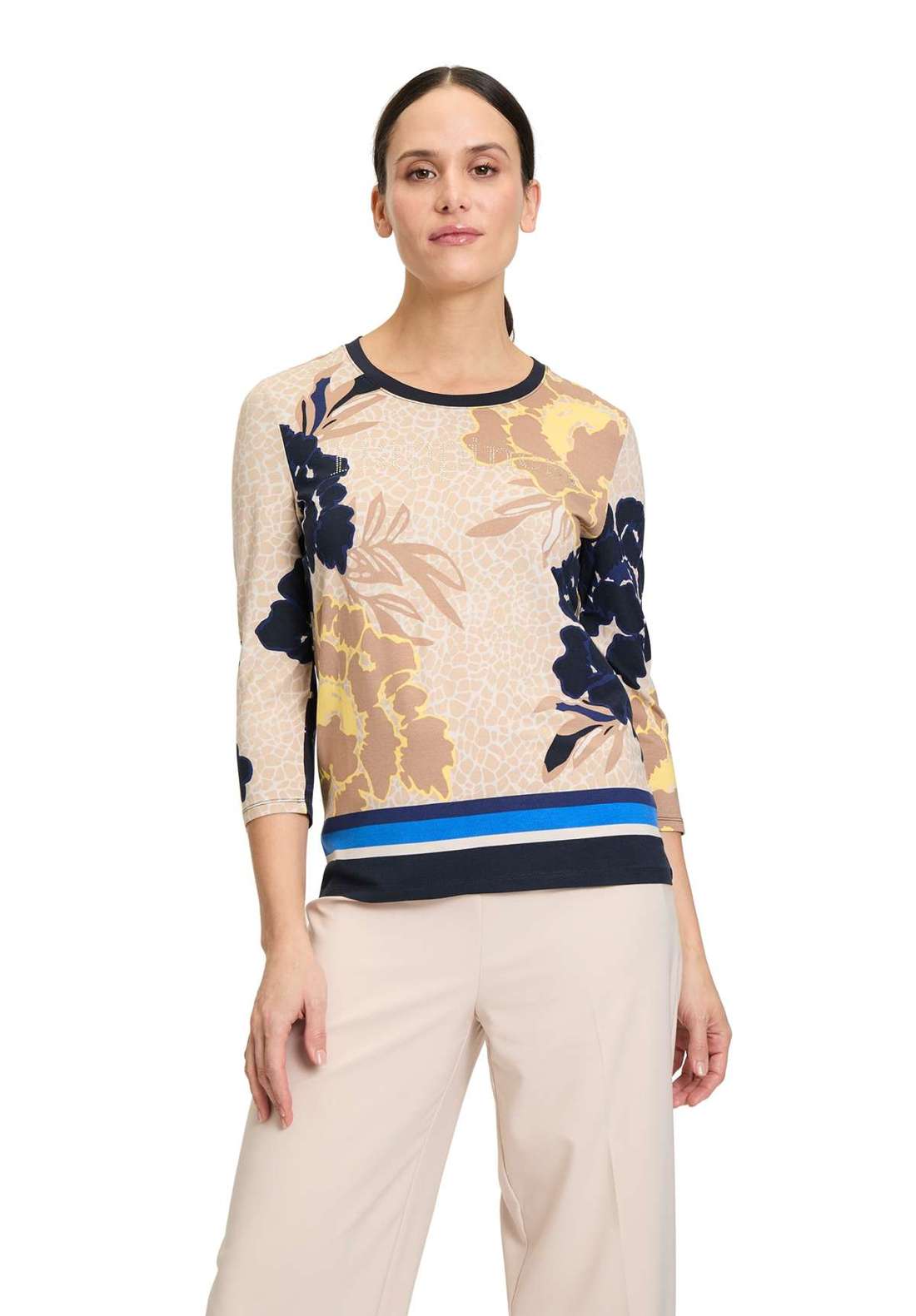 рубашка с рукавом 3/4 Ringelshirt mit Rippbündchen