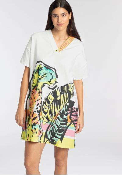 Платье-рубашка с тропическим принтом