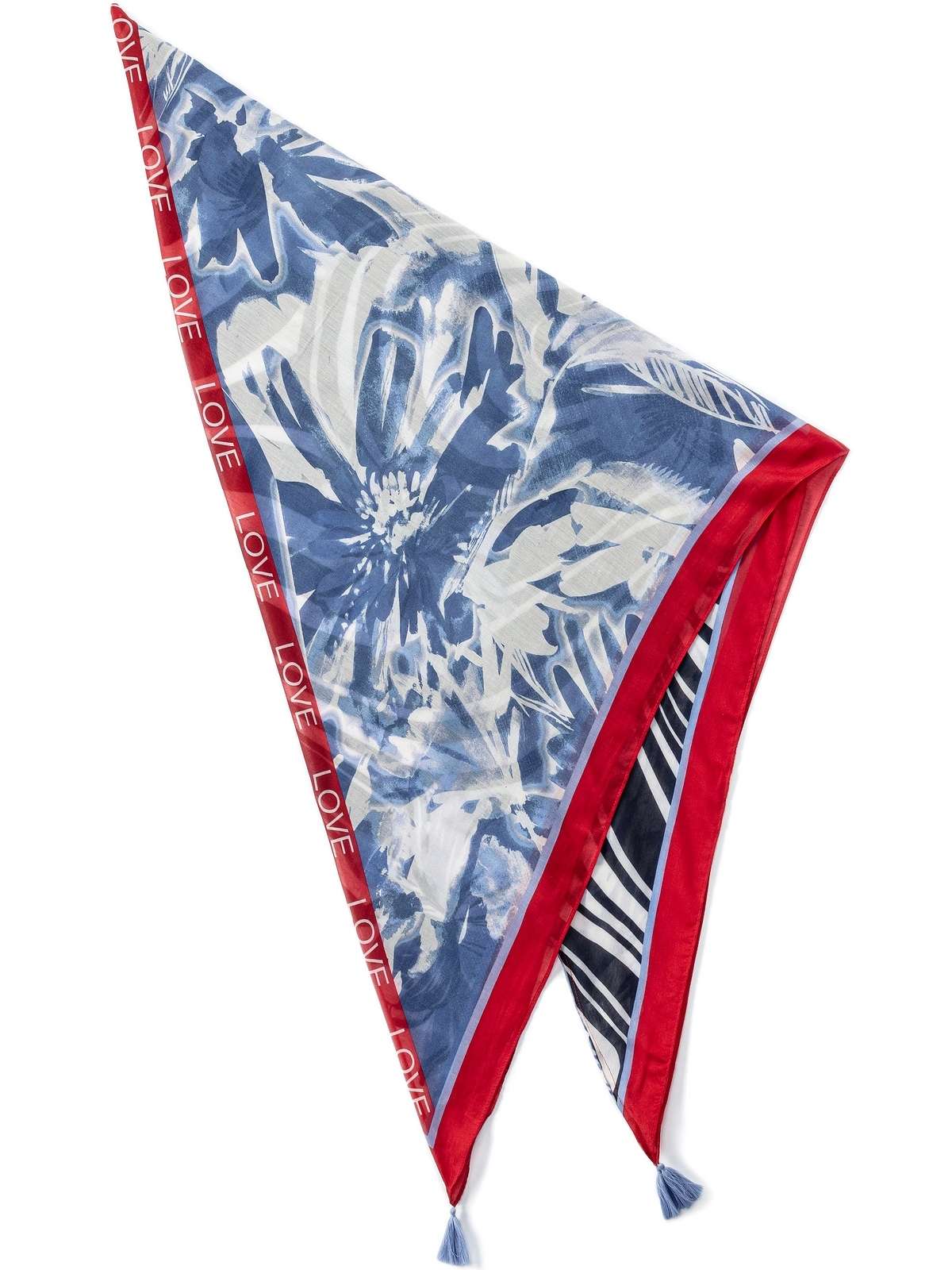 Модный шарф треугольной формы с кисточками.