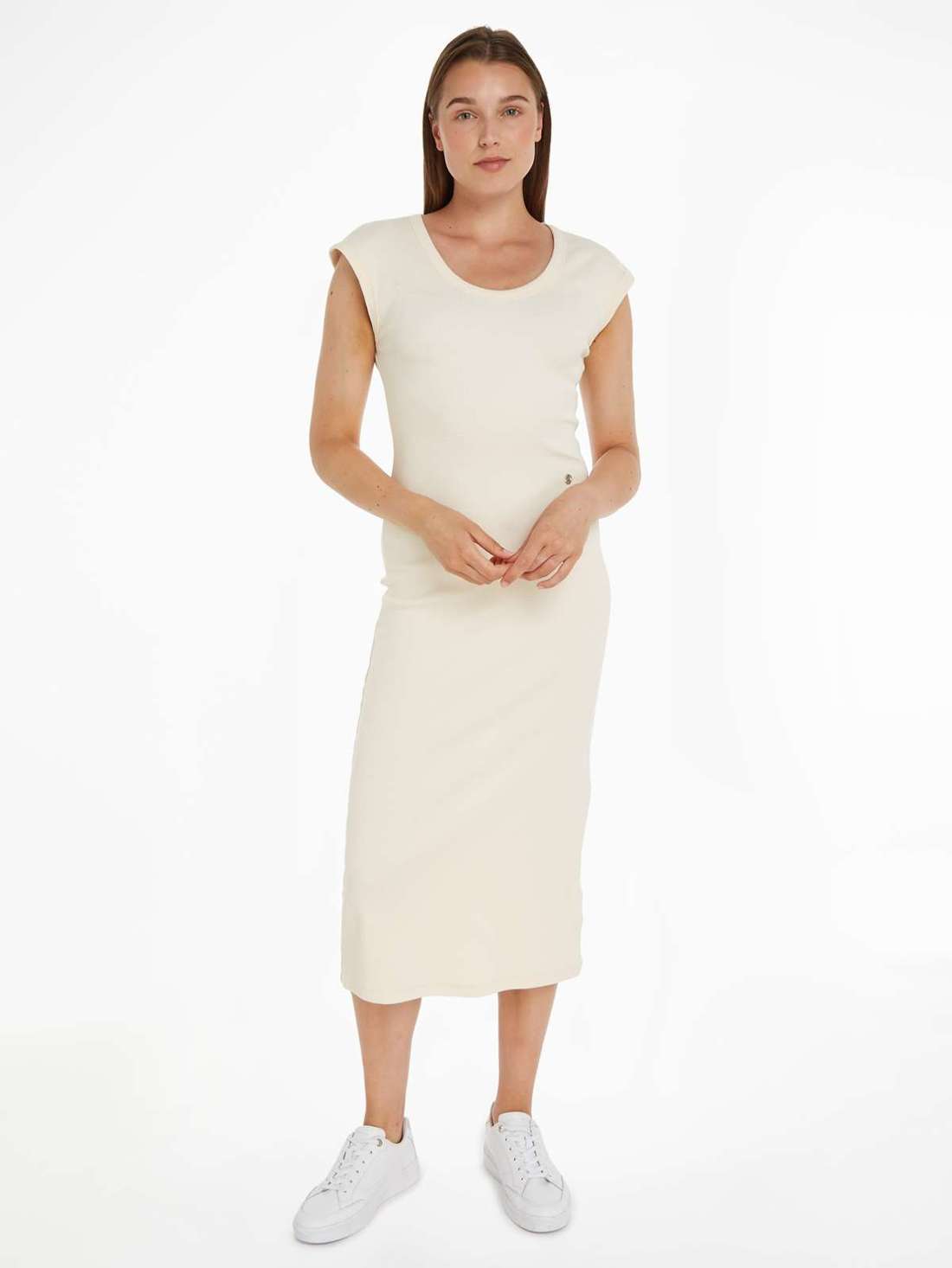 Платье миди базового фасона SLIM RIB DRS MIDI CAP SLEEVE