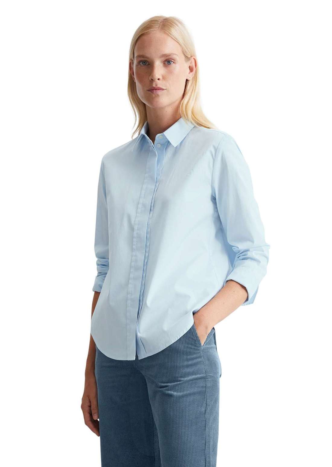 Блузка с длинными рукавами aus Baumwoll-Popeline