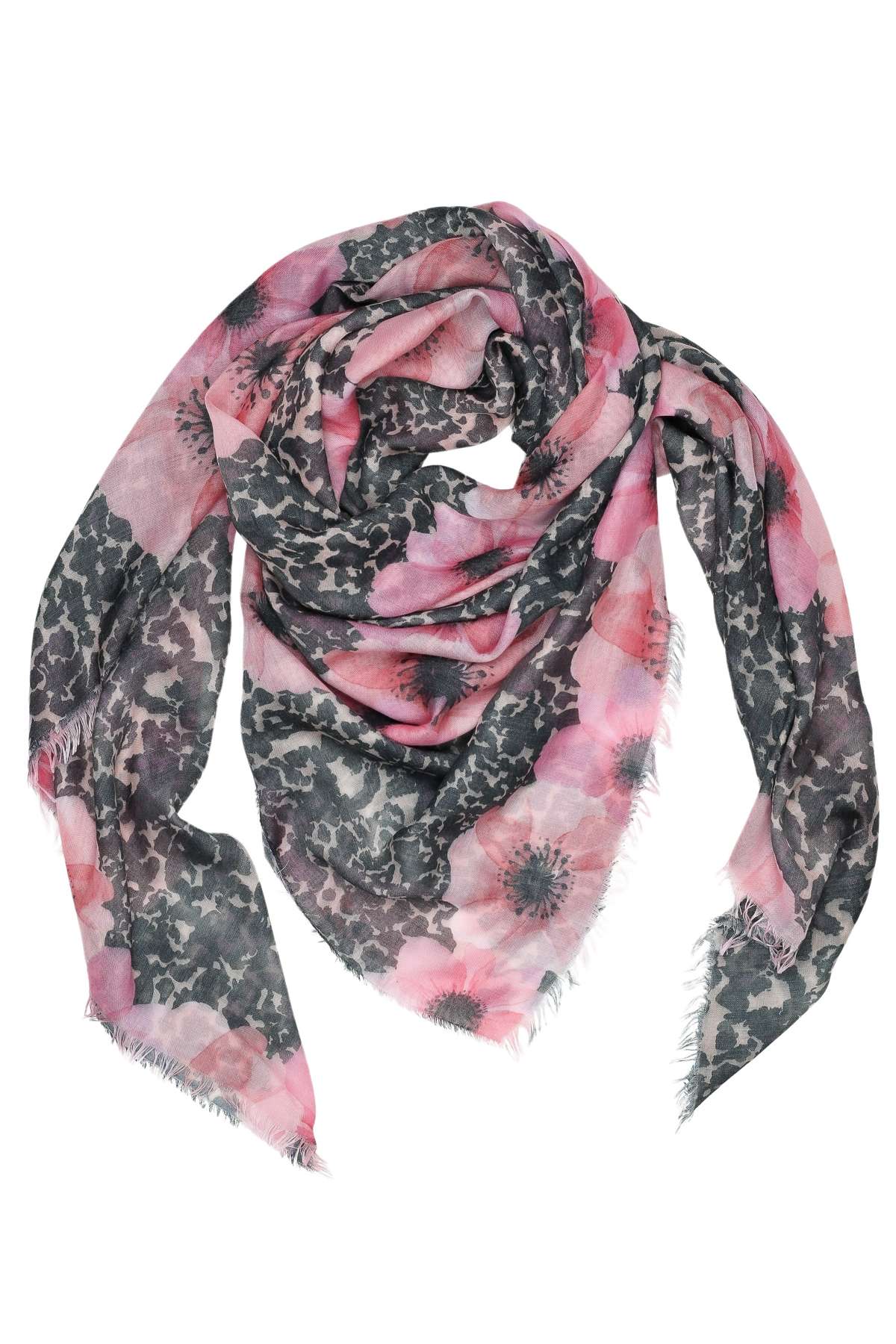 Модный шарф, (1 штука), формата XXL с цветами мака.