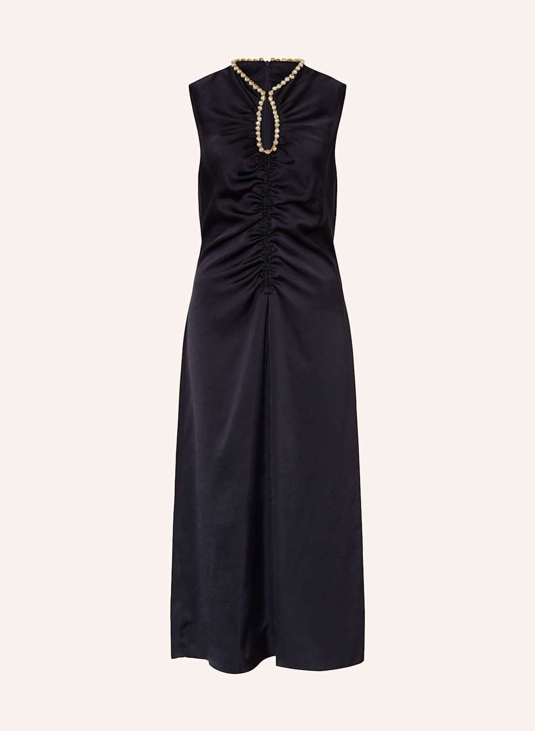 Атласное платье с драгоценными камнями