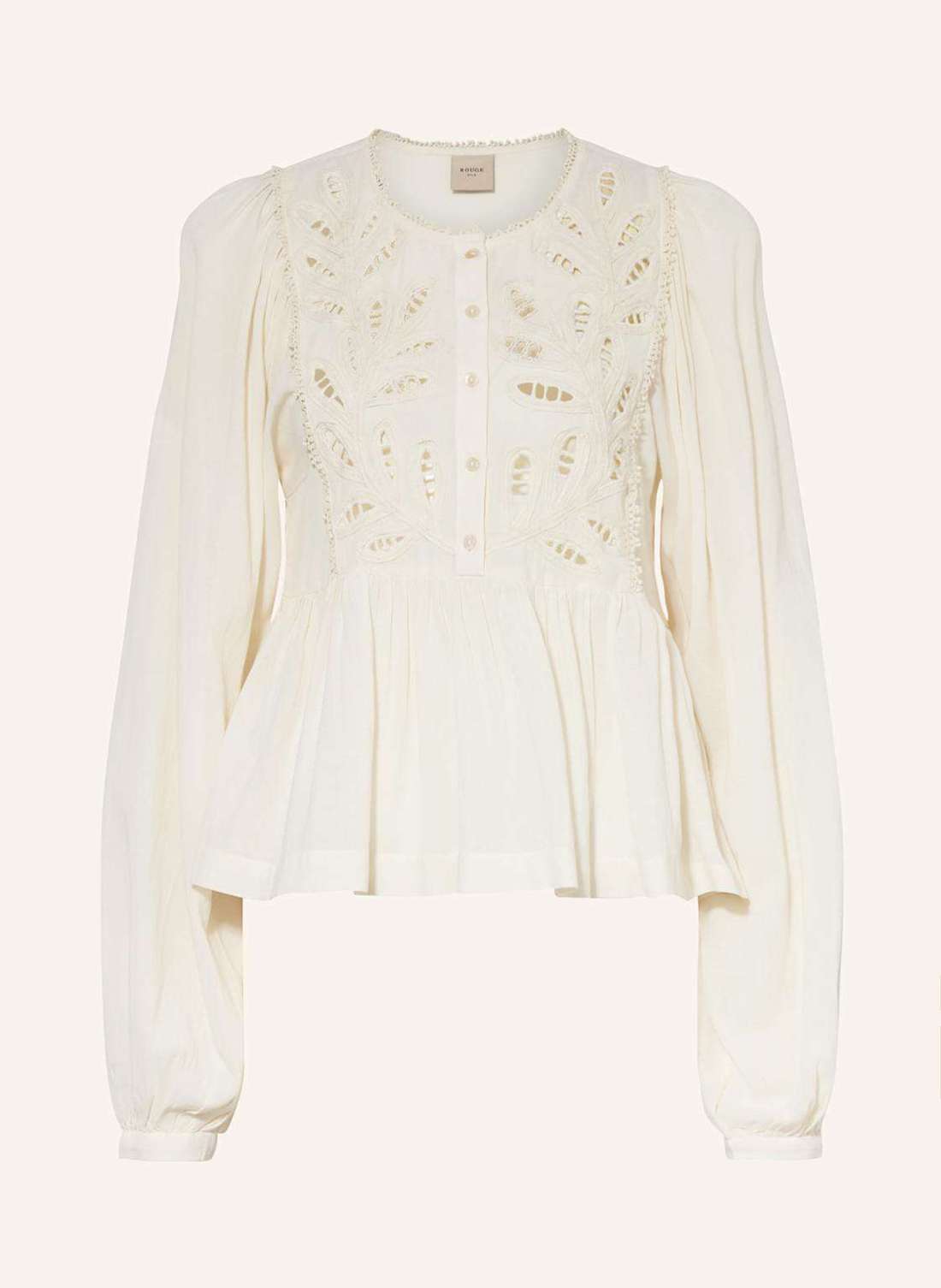 Блузка-рубашка с дырочным кружевом