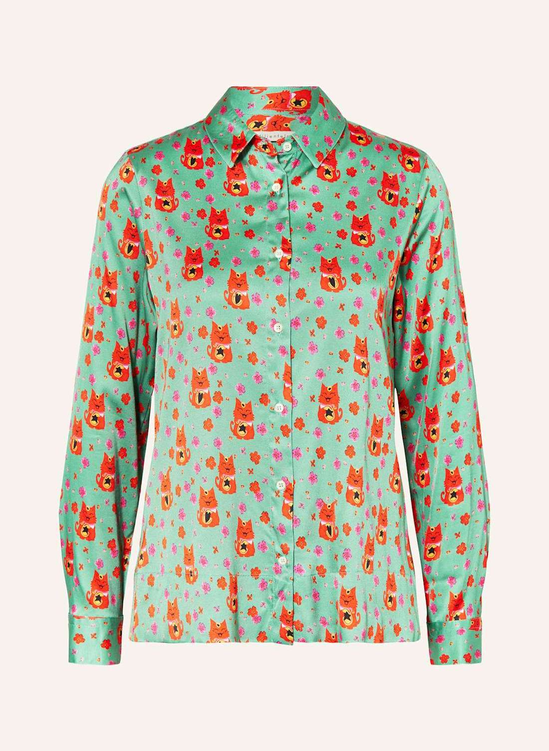 Атласная блузка-рубашка