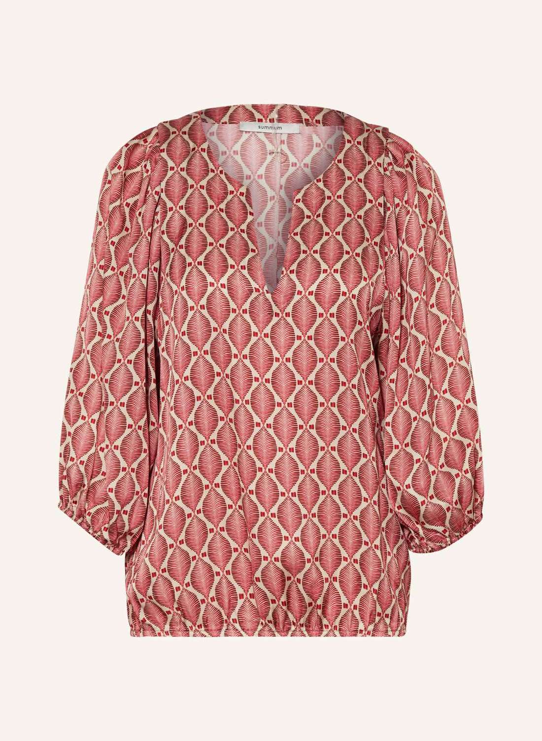 Атласная блузка-рубашка с рукавами 3/4