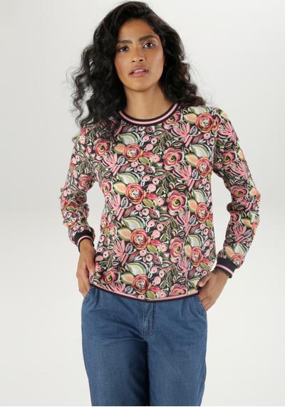 Блузка-рубашка с живописным цветочным принтом и полосатыми манжетами - НОВАЯ КОЛЛЕКЦИЯ