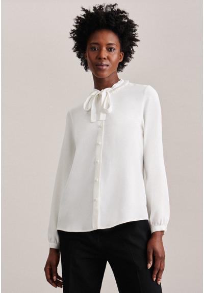 Классическая блузка с длинными рукавами и круглым вырезом, однотонная