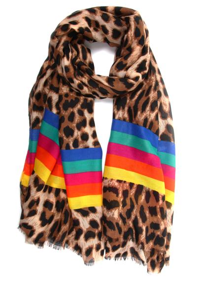 Модный шарф (1 штука) леопардового цвета с яркими полосками.