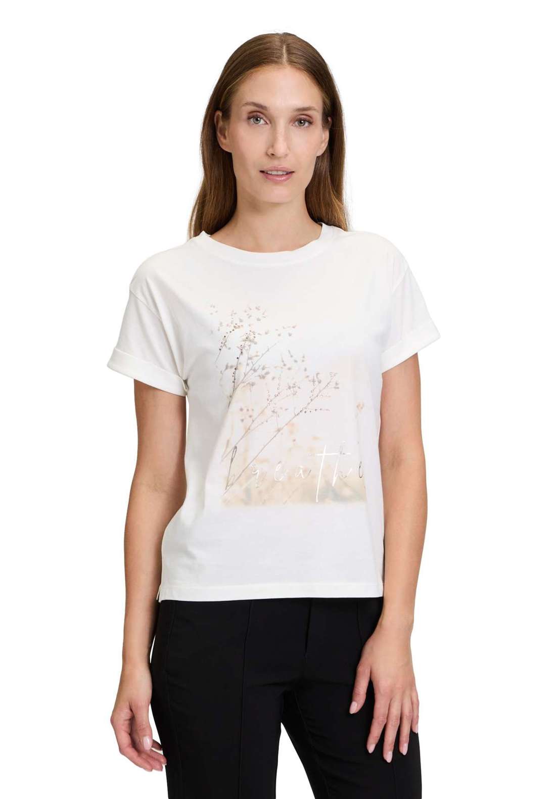 Рубашка с коротким рукавом Printshirt mit Ärmelaufschlag