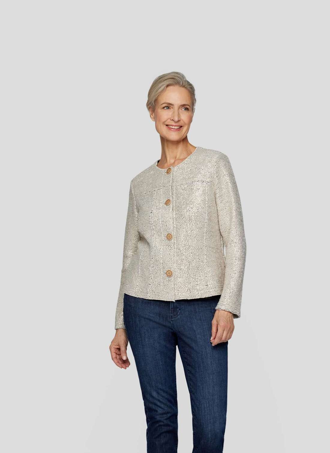 Пиджак-пиджак Elegante Damenjacke in Beige mit Knöpfen