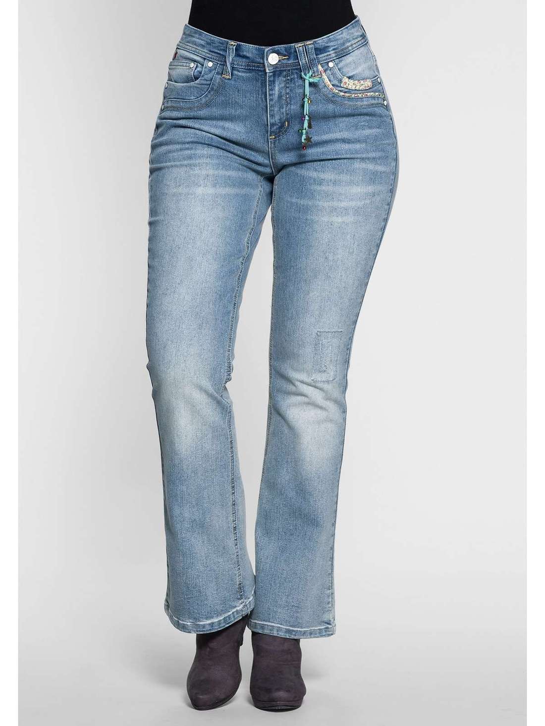 Джинсы Bootcut с пайетками на поясе Große Größen