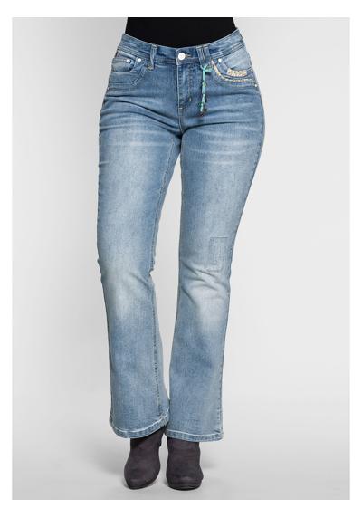 Джинсы Bootcut с пайетками на поясе Große Größen