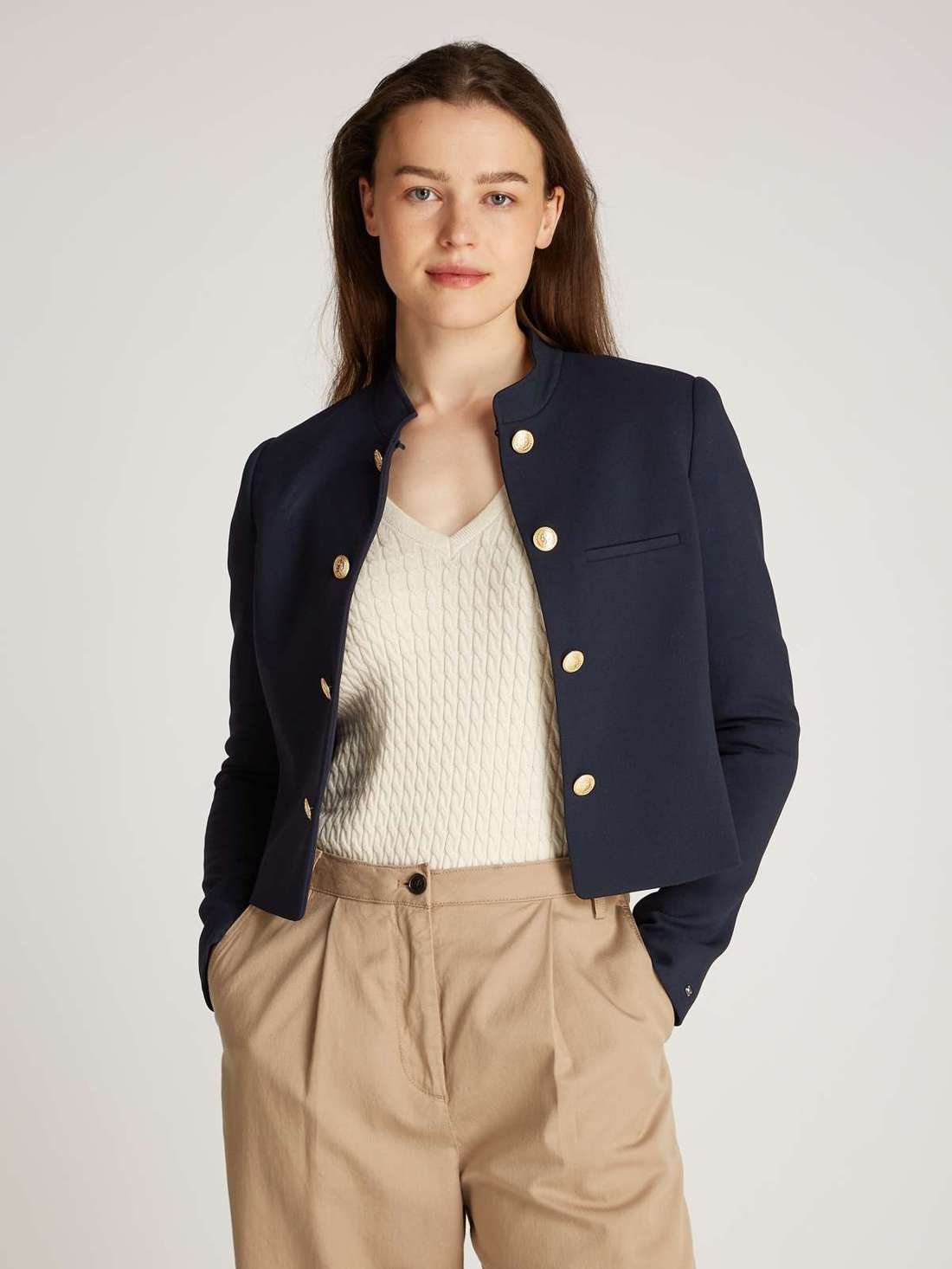 Короткий пиджак с золотистыми пуговицами PUNTO SHORT SB BLAZER JACKET