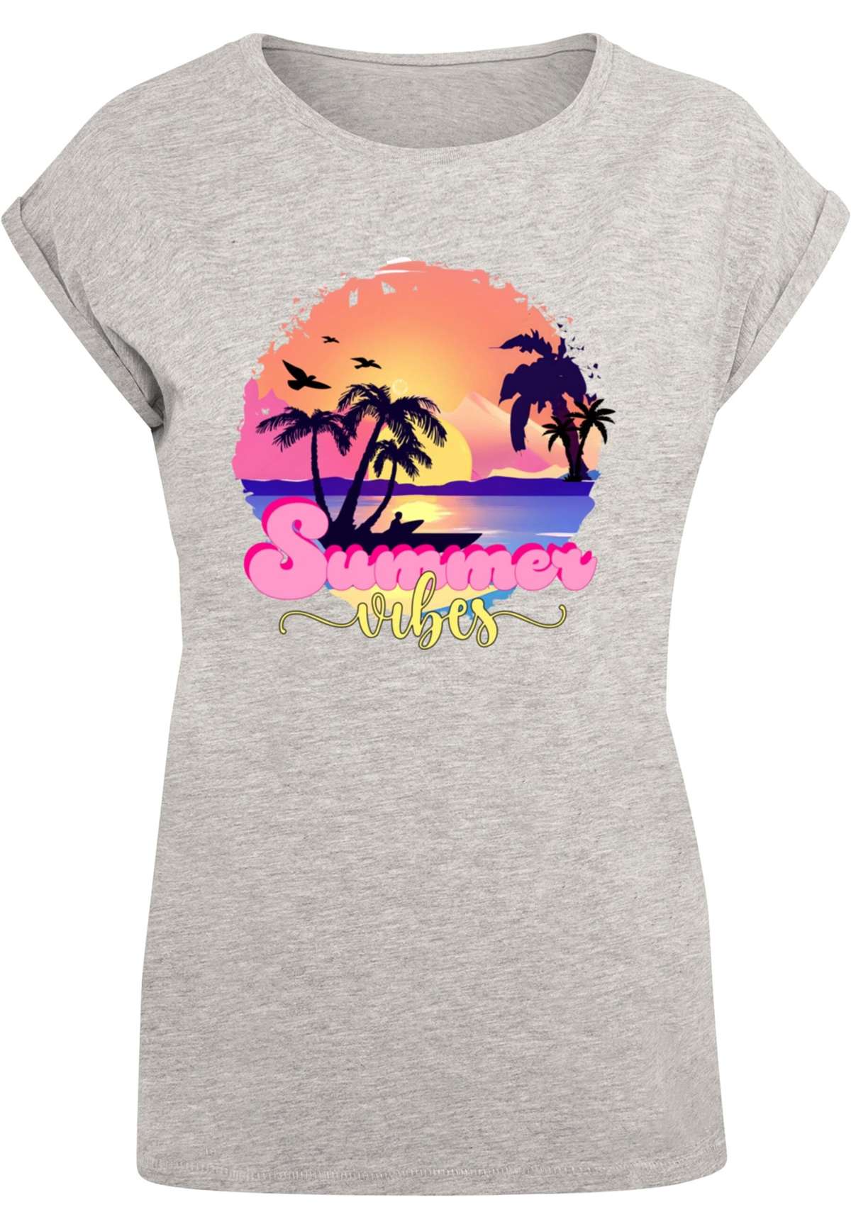 футболка »Damen Ladies Summer Vibes Sunset Extended Shoulder Tee«