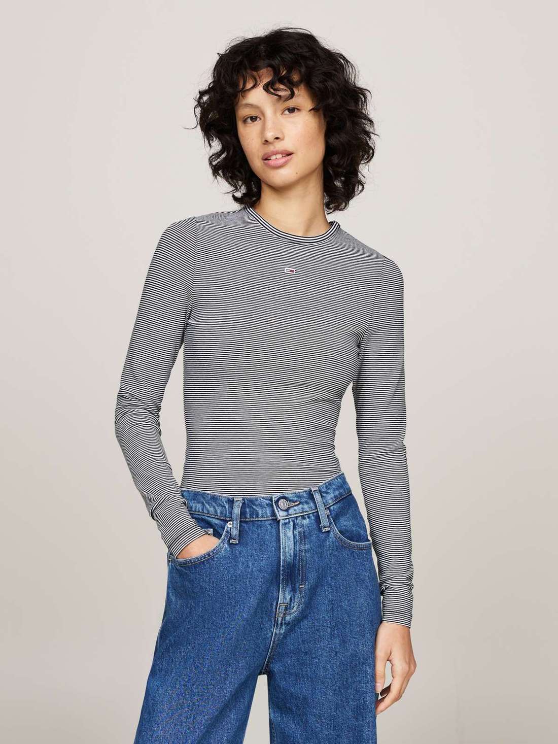 Рубашка с длинными рукавами в рубчик TJW SLIM STRIPE ESSENTIAL RIB LS