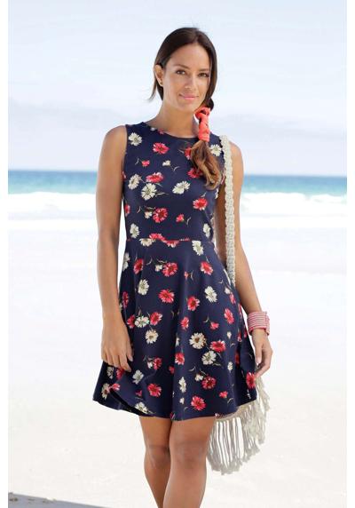 Пляжное платье с цветочным принтом, летнее платье из эластичного хлопка.