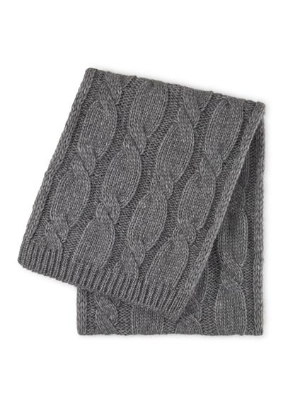 Вязаный шарф с узором «косы» и содержанием шерсти, ок. 35 х 180 см.