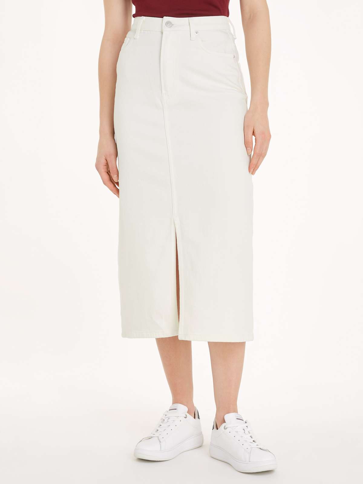 Юбка-карандаш в стиле 5 карманов »MIDI STRAIGHT SKIRT HW ECRU«