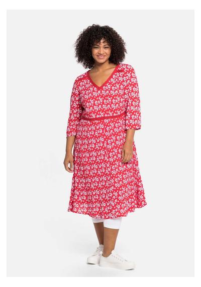 Платье-блузка с цветочным принтом и кружевной отделкой