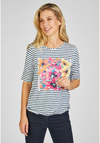 Рубашка с принтом T-Shirt mit Ringel und Frontprint