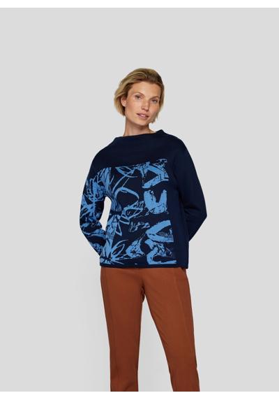 Вязаный свитер Pullover mit floralem Print und Stehkragen