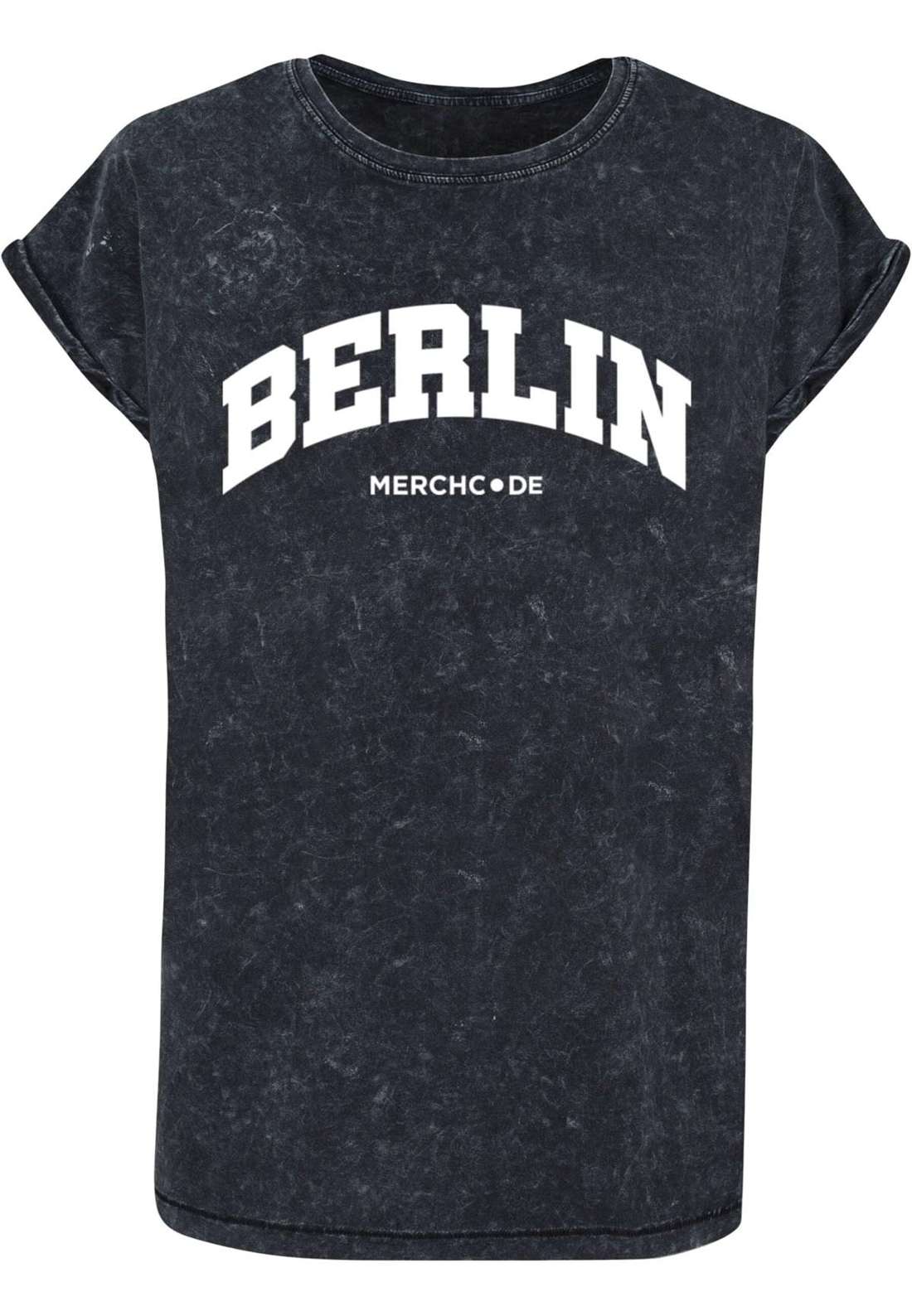 футболка Damen Ladies Berlin Wording - Acid Washed T-Shirt