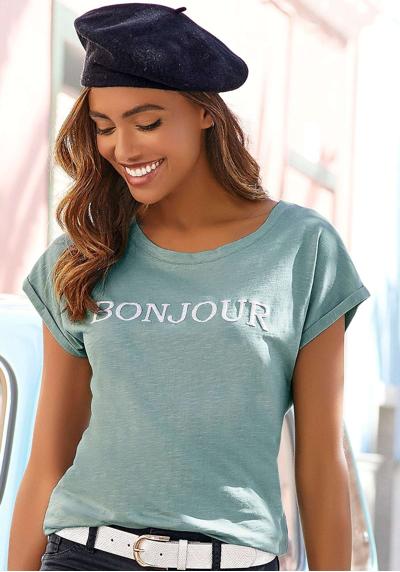 футболка mit Frontdruck "Bonjour"