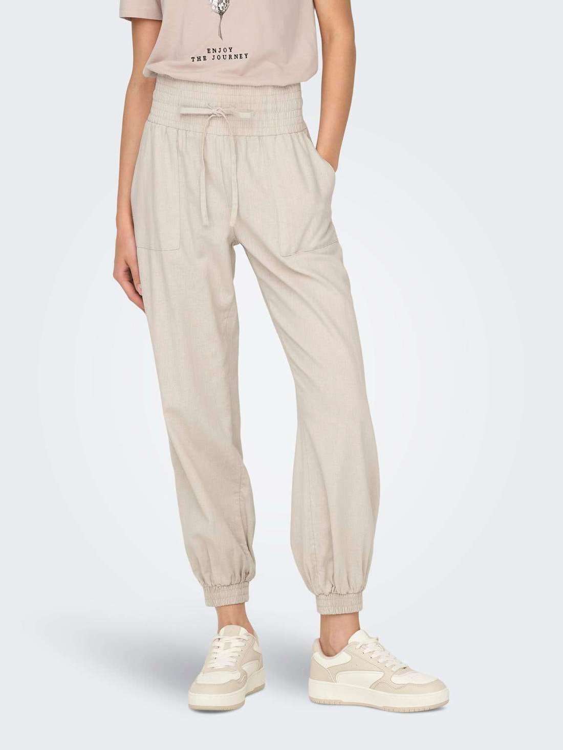 брюки-джоггеры ONLPALMA REG STR LINEN MIX TRACK PNT