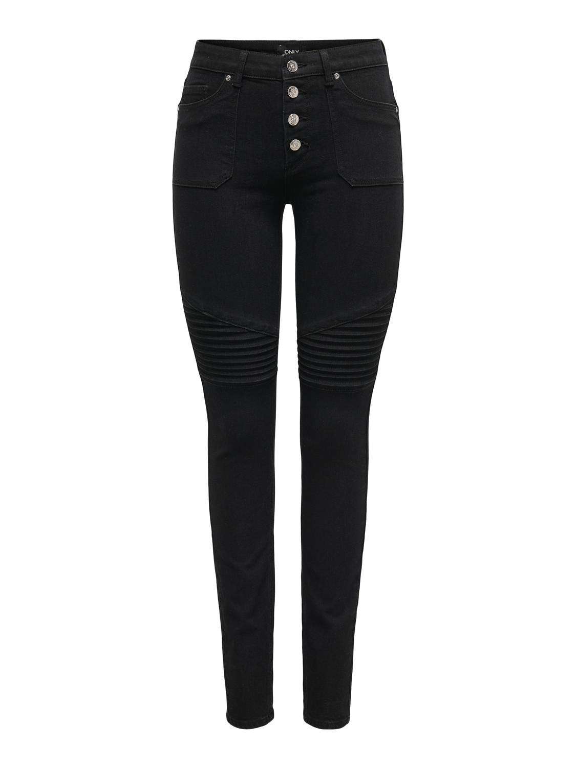 Джинсы скинни с байкерскими деталями ONLHUSH MID WAIST SK POC BIKER PIM DNM