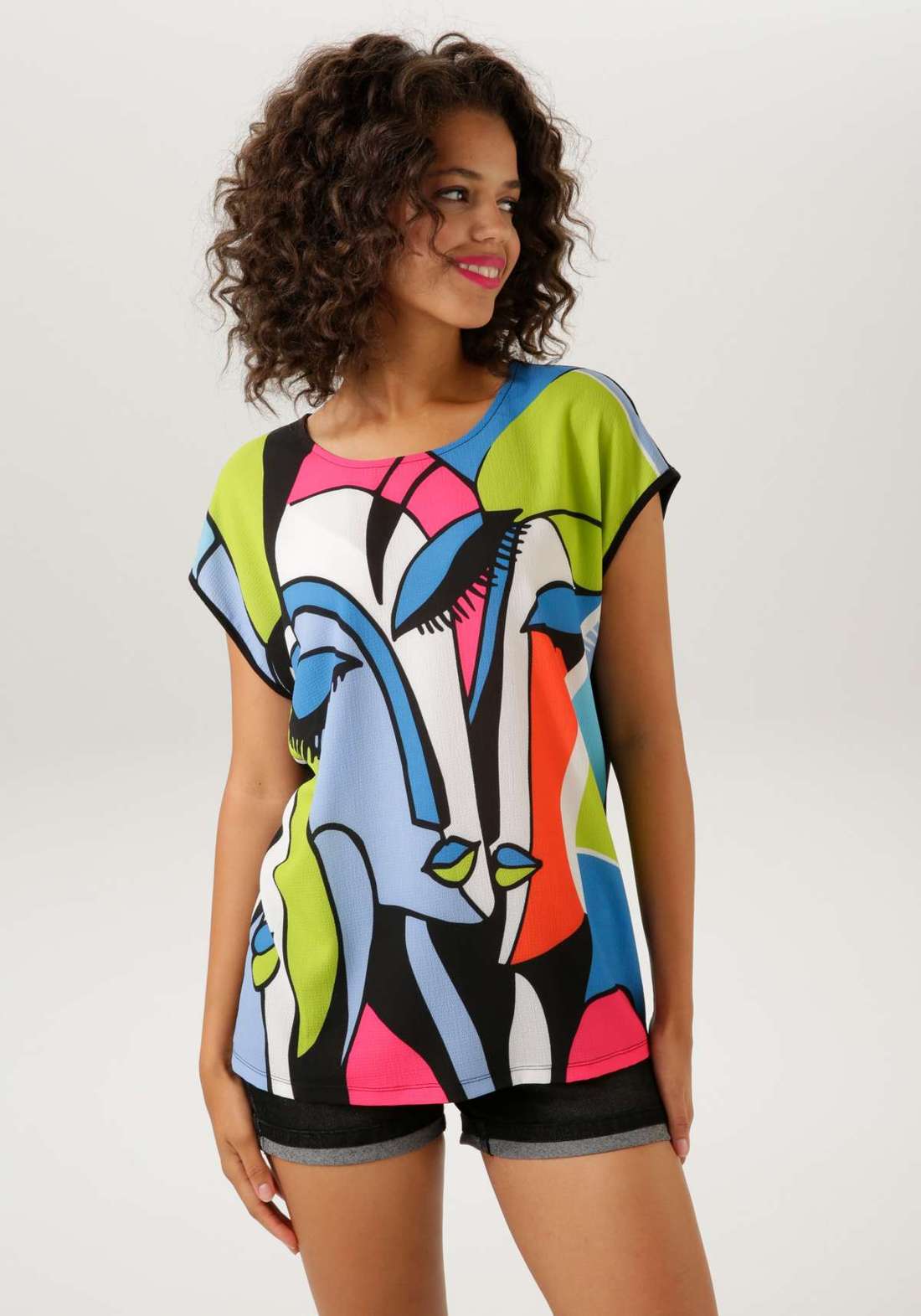 Блузка-рубашка с художественным принтом