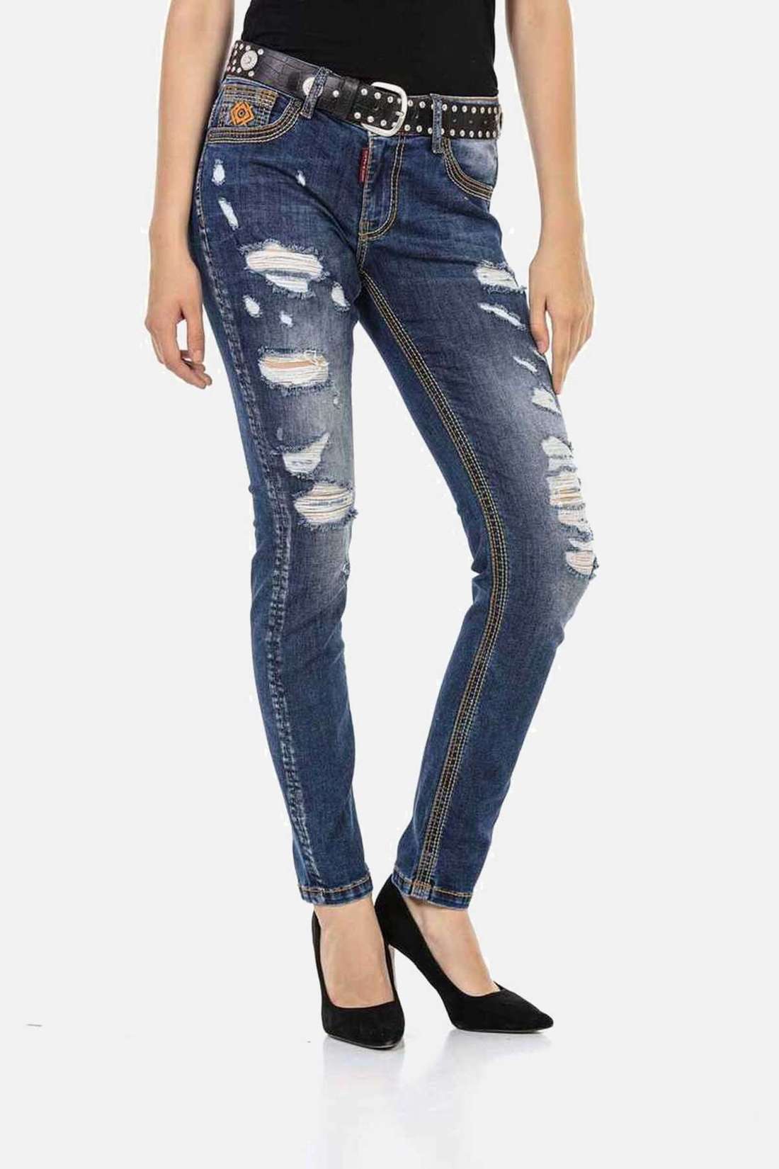 Джинсы узкого кроя с повседневными рваными элементами Jeans