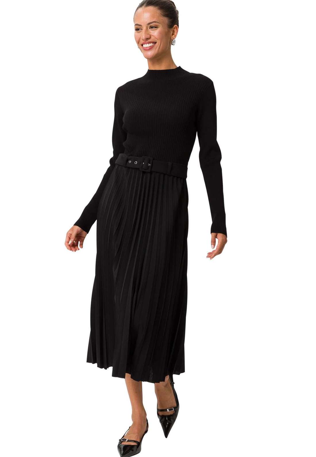Трикотажное платье zero Strickkleid mit Gürtel