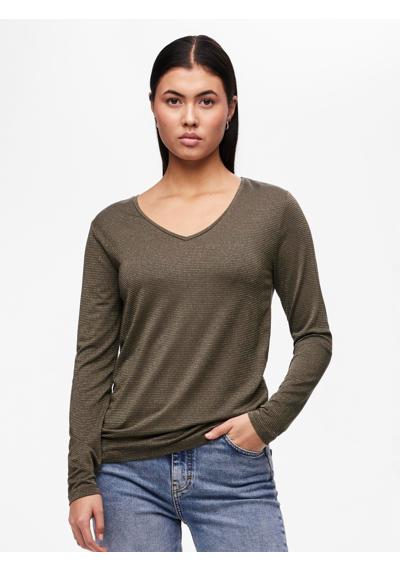 V-образная рубашка PCBILLO LS V-NECK LUREX STRIPES NOOS