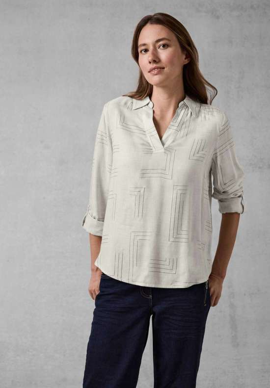 Меланжевая блузка с длинными рукавами