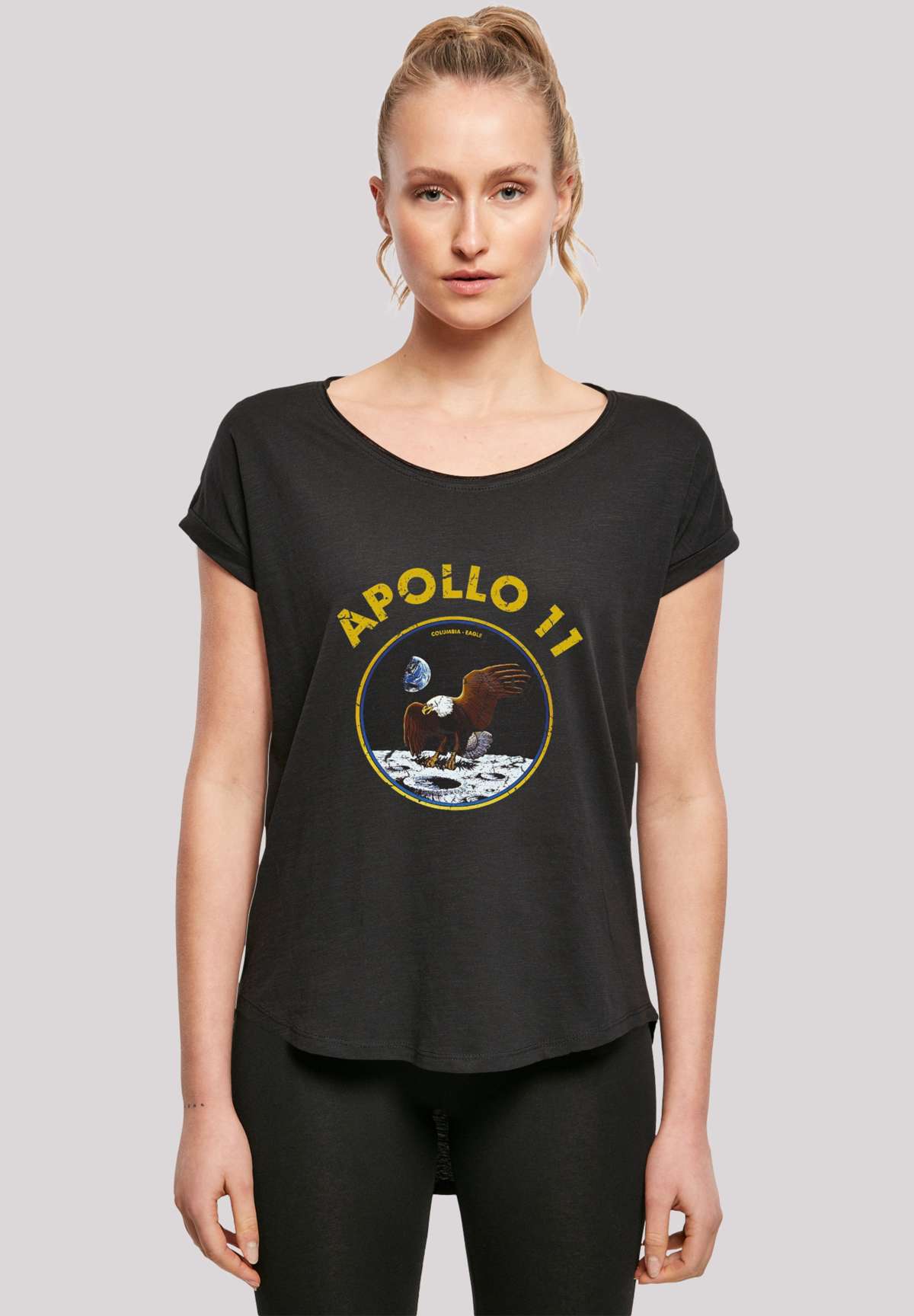 футболка Long Cut T-Shirt NASA Classic Mondlandung Black