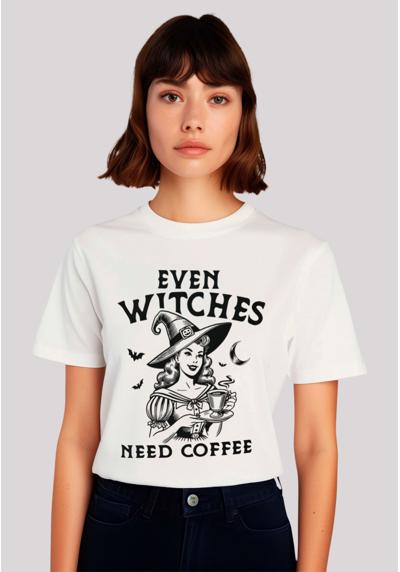 футболка Halloween Witch even witches need coffee