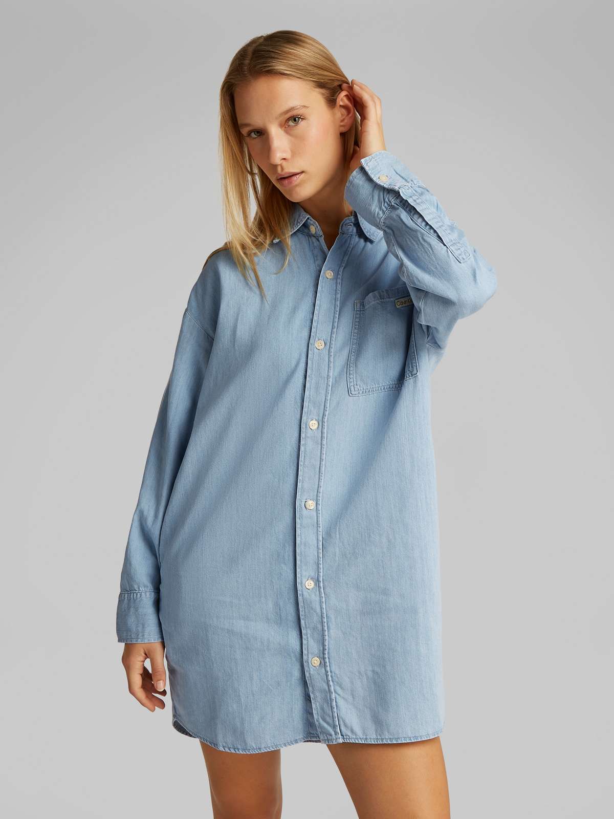 Джинсовое платье с вышивкой логотипа TENCEL LOOSE SHIRT DENIM DRESS