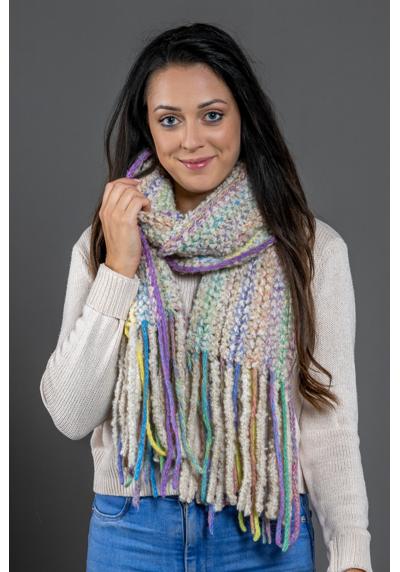 Модный шарф (1 шт.) крупной вязки с бахромой.