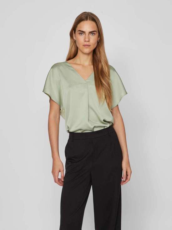 V-образная рубашка VIELLETTE V-NECK S/S SATIN TOP - NOOS