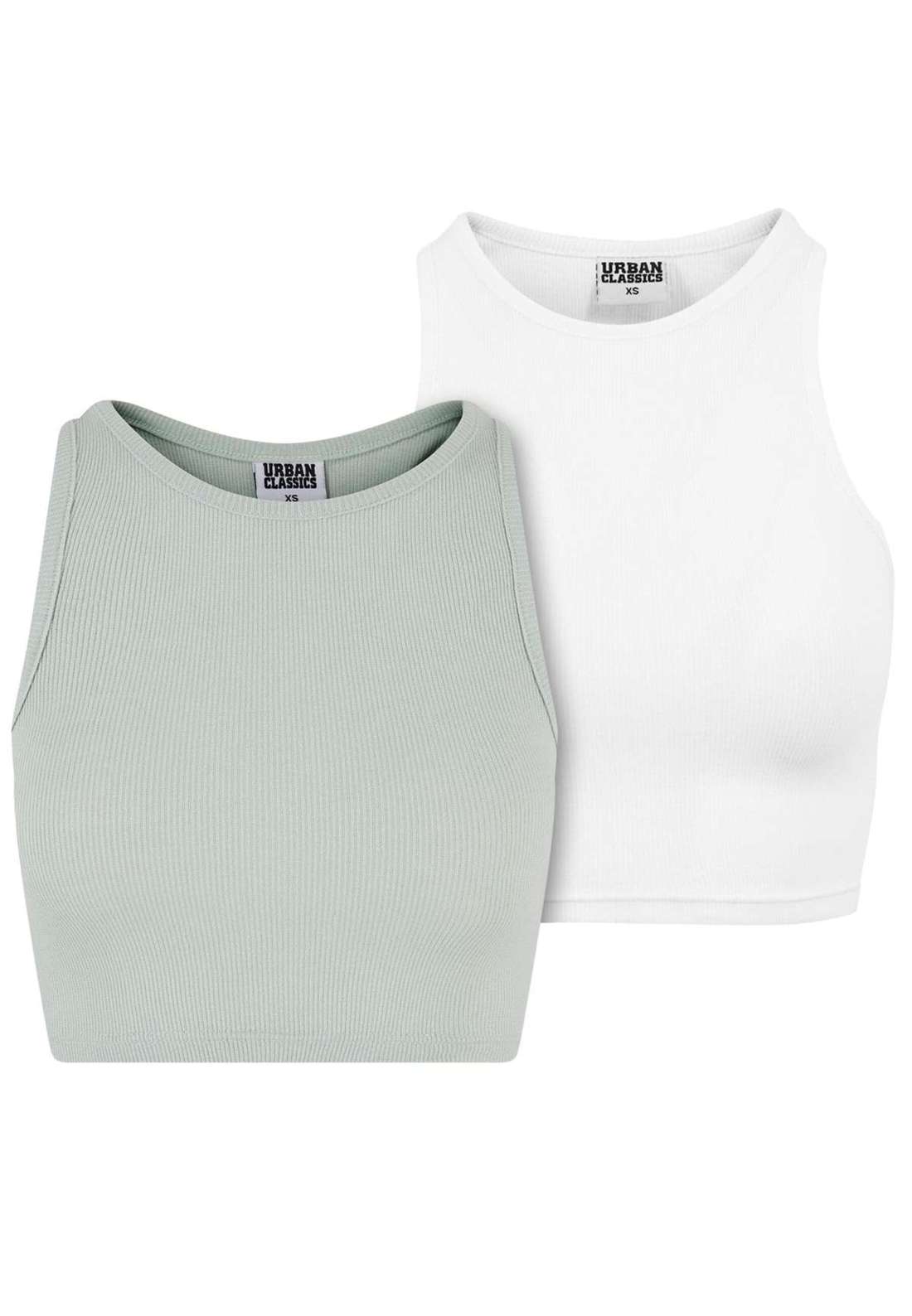 Мышечная рубашка Urban Classics Damen Ladies Cropped Rib Top 2-Pack