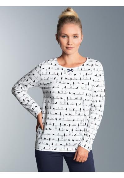 Пижамы TRIGEMA Langarmshirt mit Katzenmotiv