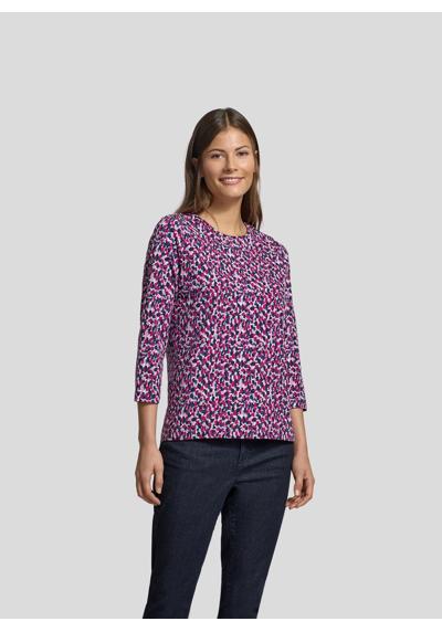Рубашка с принтом Shirt mit abstraktem Pinselstrich-Muster und 3/4-Ärmeln