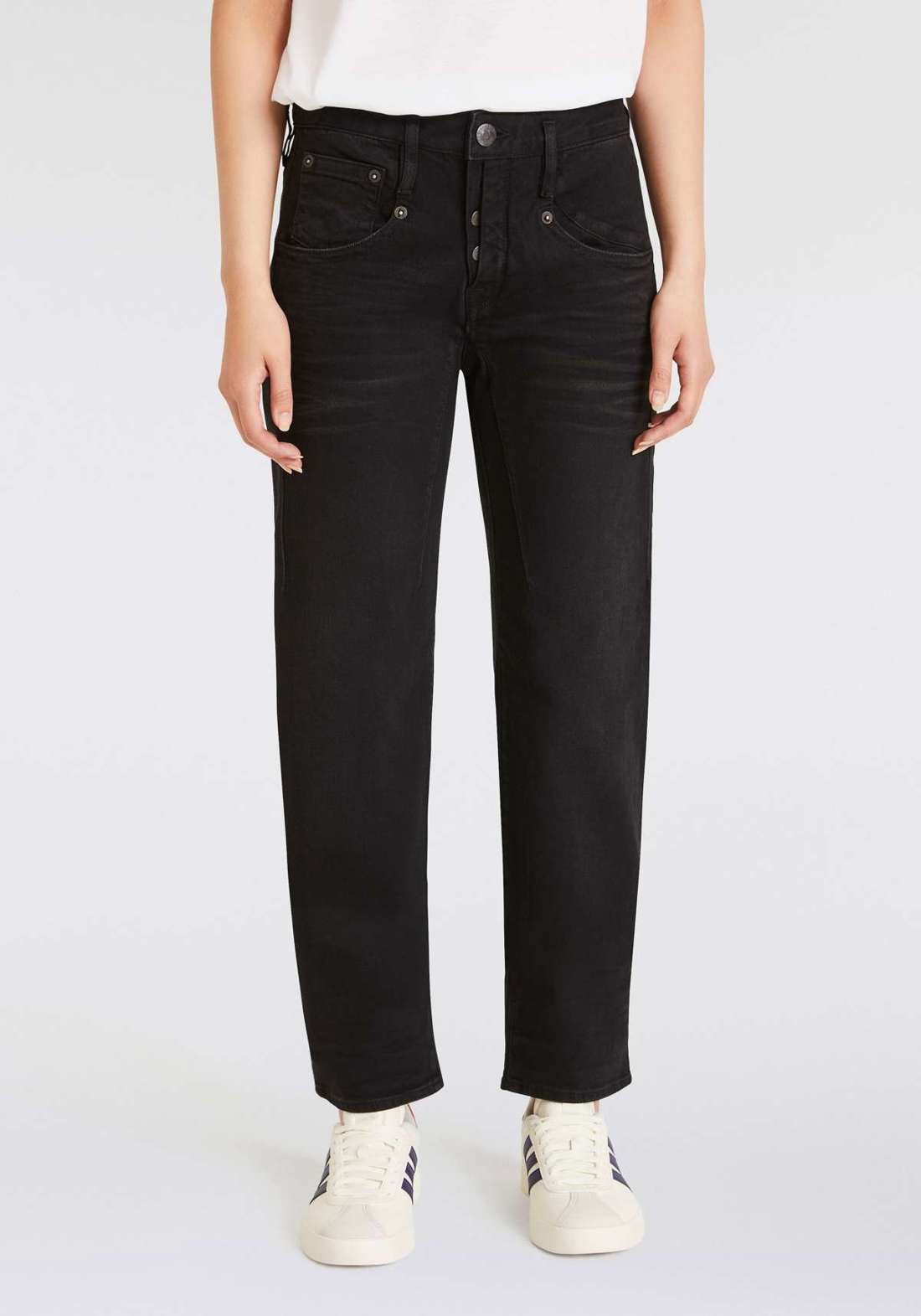 Джинсы-бойфренды Shyra Tap Long Recycled Denim Black Stretch