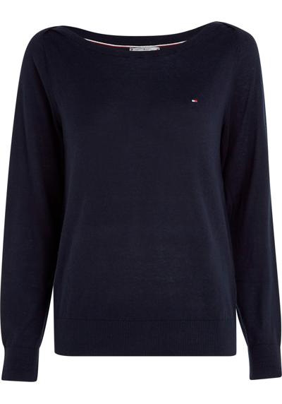 Вязаный свитер с флагом-логотипом Tommy Hilfiger CO JERSEY STITCH V-NK SWEATER