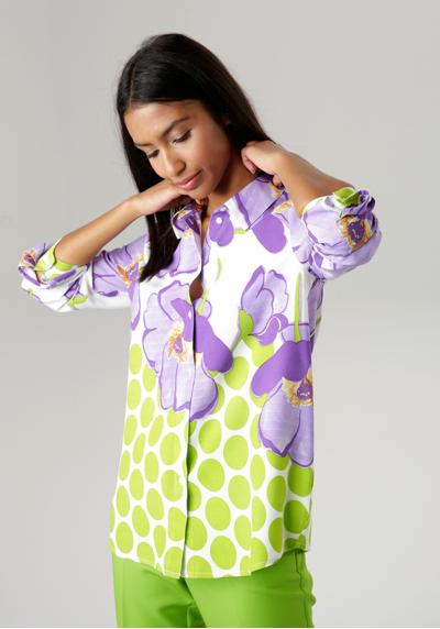 Блузка-рубашка с ярким цветочным принтом и пунктирной каймой - НОВАЯ КОЛЛЕКЦИЯ