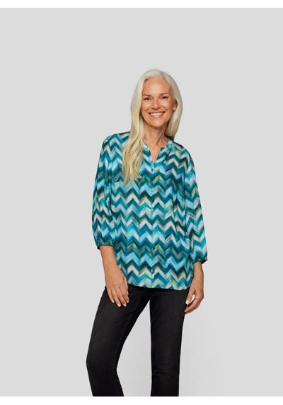 Классическая блузка Farbenfrohe Zickzack-Bluse mit 3/4-Ärmeln