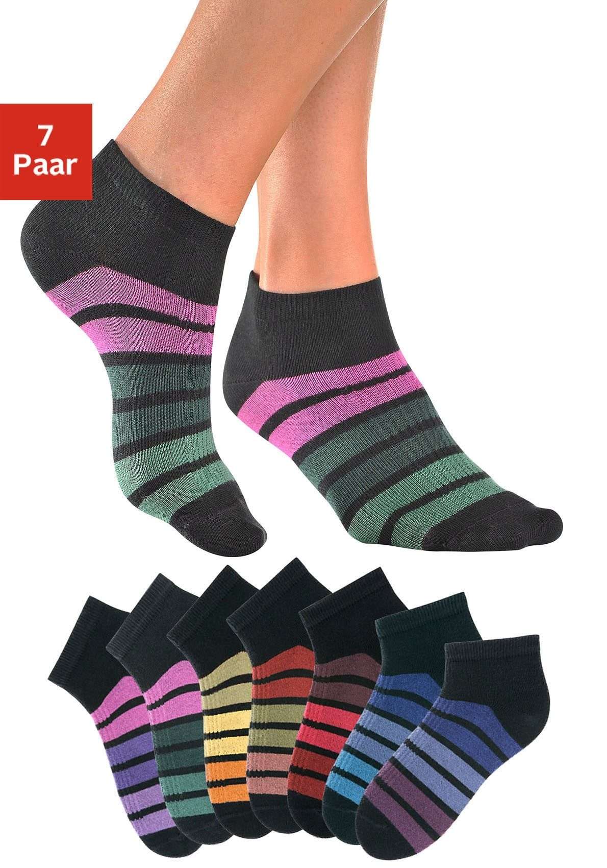 Носки-кроссовки (7 пар в упаковке), с разноцветными полосками